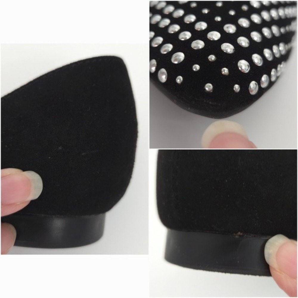 Isaac‎ Mizrahi Black Suede & Silver Studded Diamond Pattern D'Orsay Flats- 9.5 - Picture 7 of 8